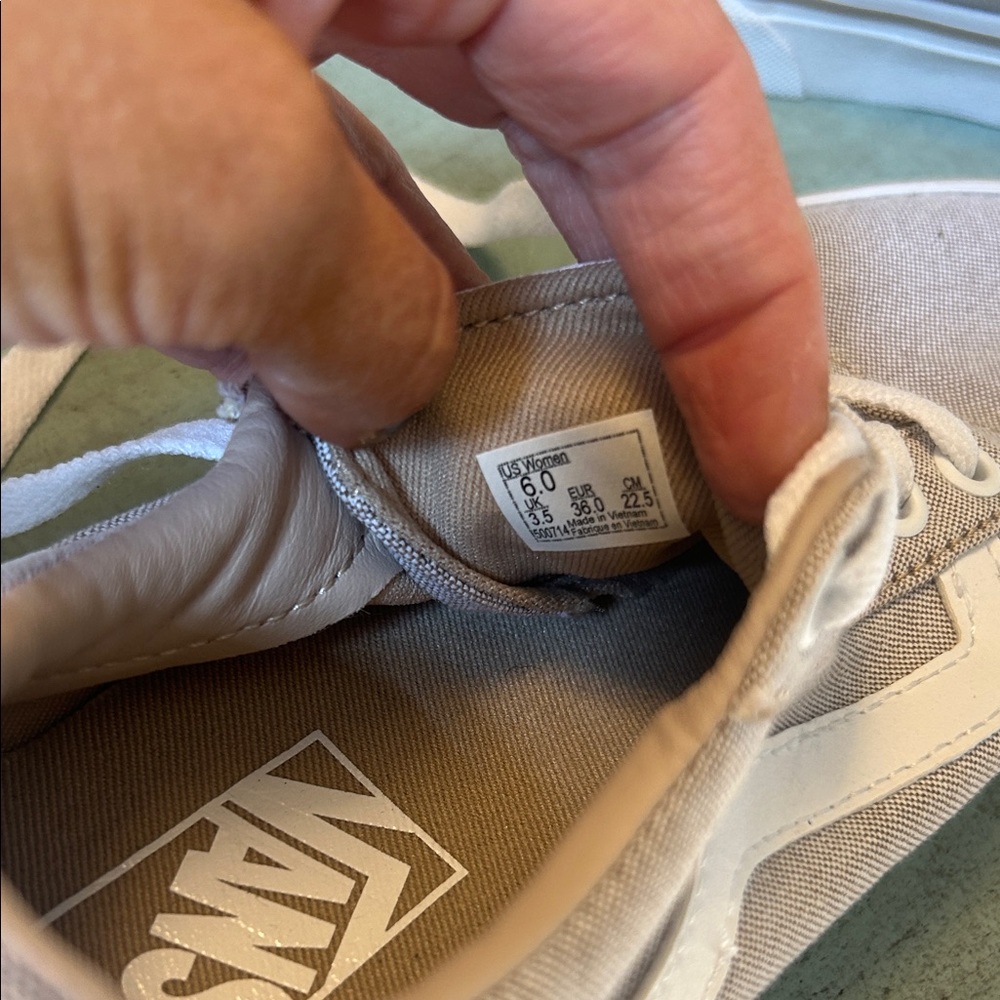 Vans Light Gray and White Lace-Up Sneakers - Picture 4 of 9